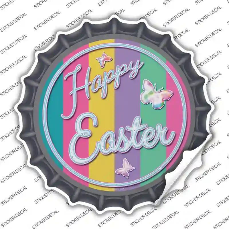 BC-831s-L Happy Easter with Butterflies Novelty Bottle Cap Sticker Decal - Large