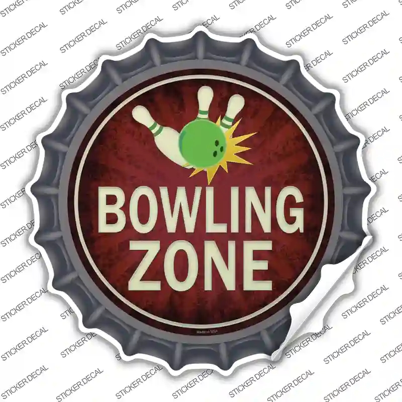 BC-847s-L Bowling Zone Novelty Bottle Cap Sticker Decal - Large