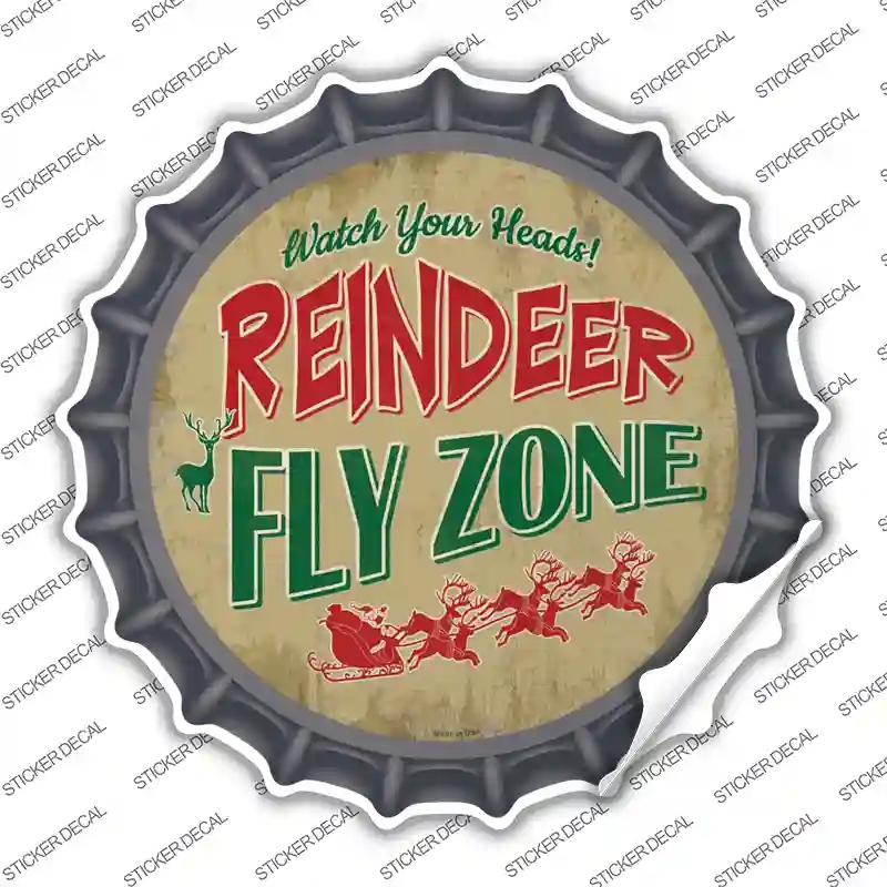 BC-852s-S Reindeer Fly Zone Novelty Bottle Cap Sticker Decal - Small