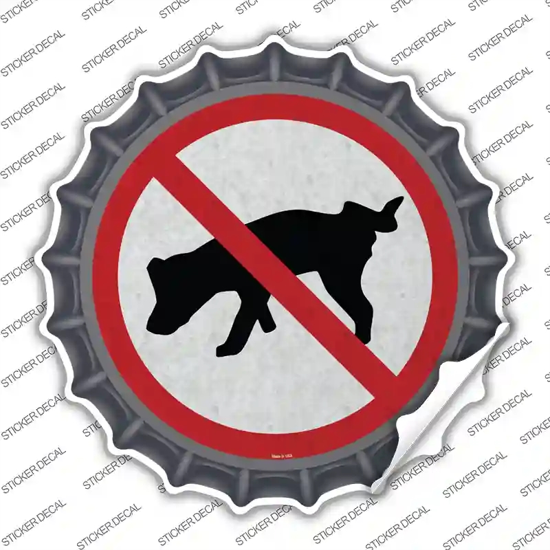 BC-865s-S No Dog Pee Novelty Bottle Cap Sticker Decal - Small