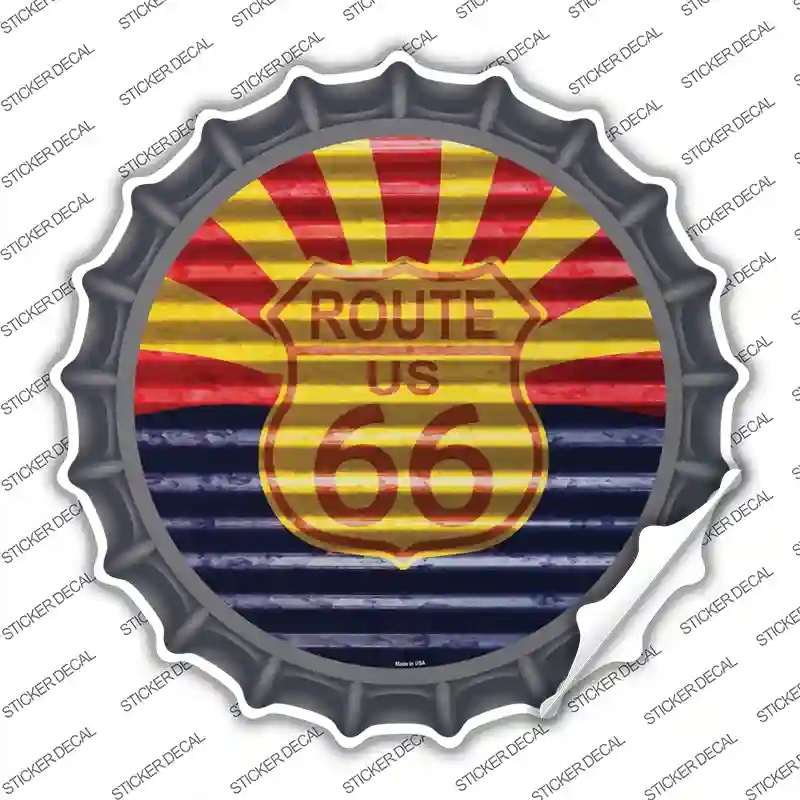 BC-896s-S Route 66 Arizona Flag Novelty Bottle Cap Sticker Decal - Small