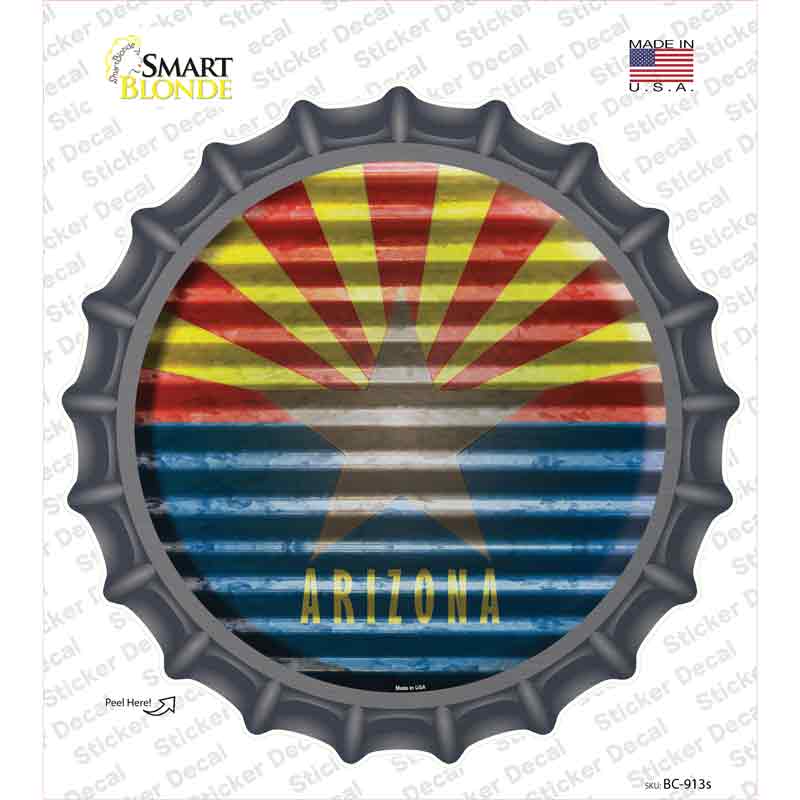 BC-913s-M Arizona Flag Corrugated Novelty Bottle Cap Sticker Decal - Medium