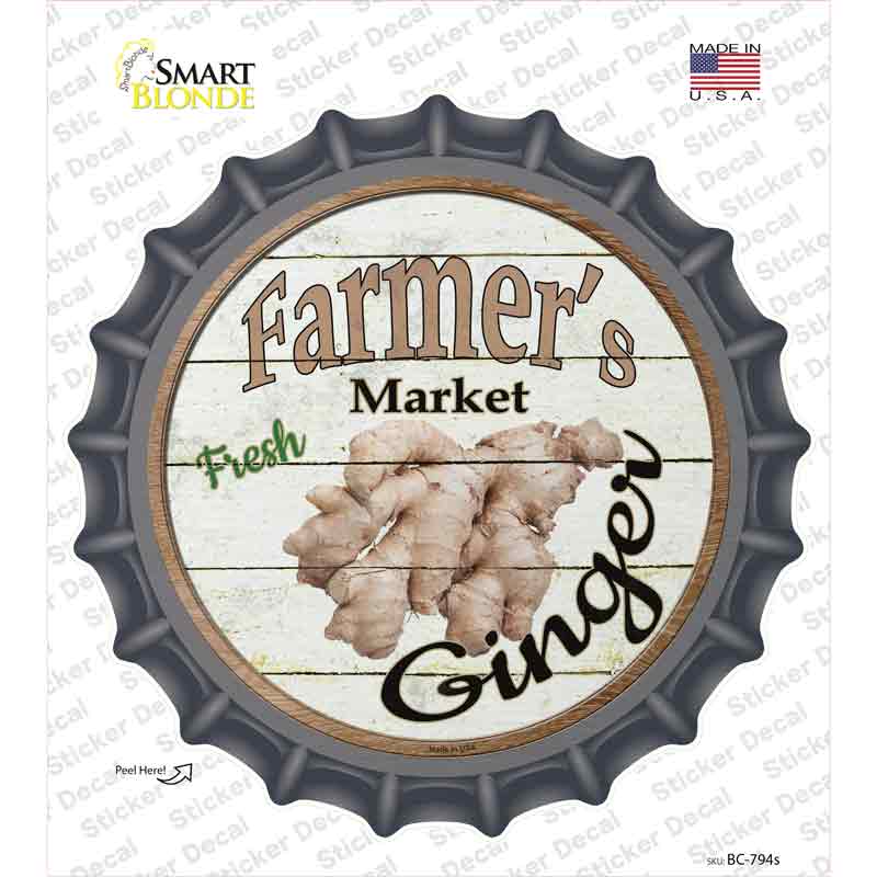 BC-794s-M Farmers Market Ginger Novelty Bottle Cap Sticker Decal - Medium