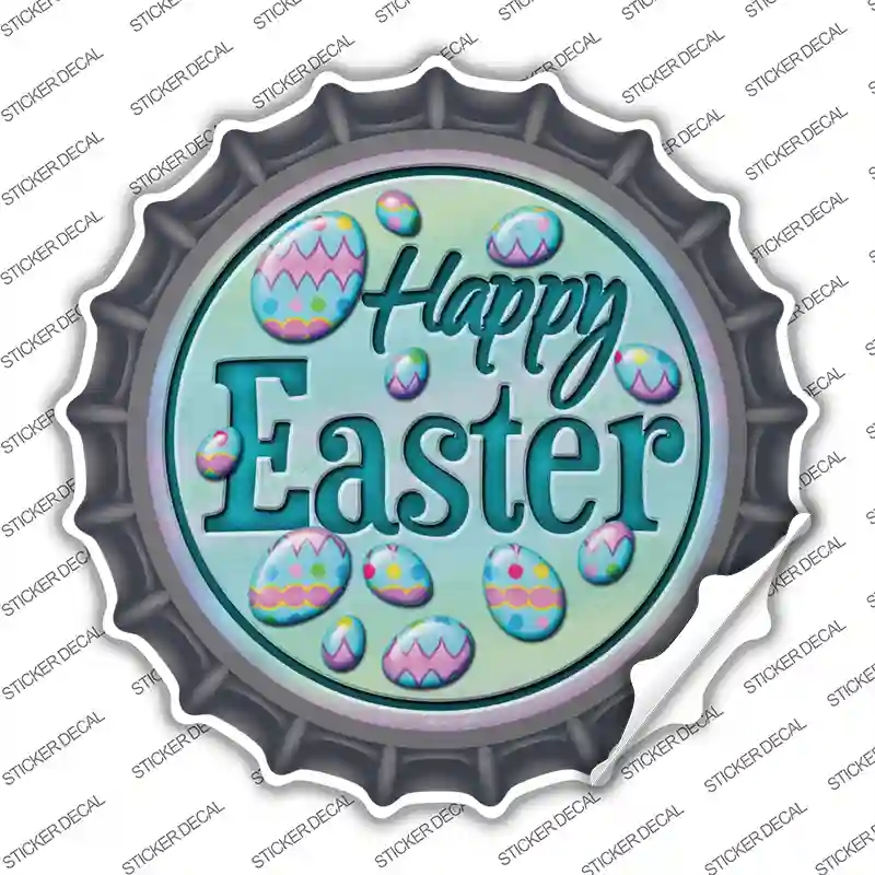BC-832s-S Happy Easter with Eggs Novelty Bottle Cap Sticker Decal - Small
