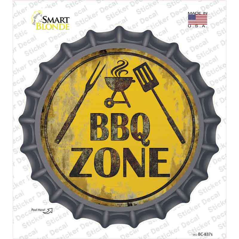 BC-837s-M BBQ Zone Novelty Bottle Cap Sticker Decal - Medium