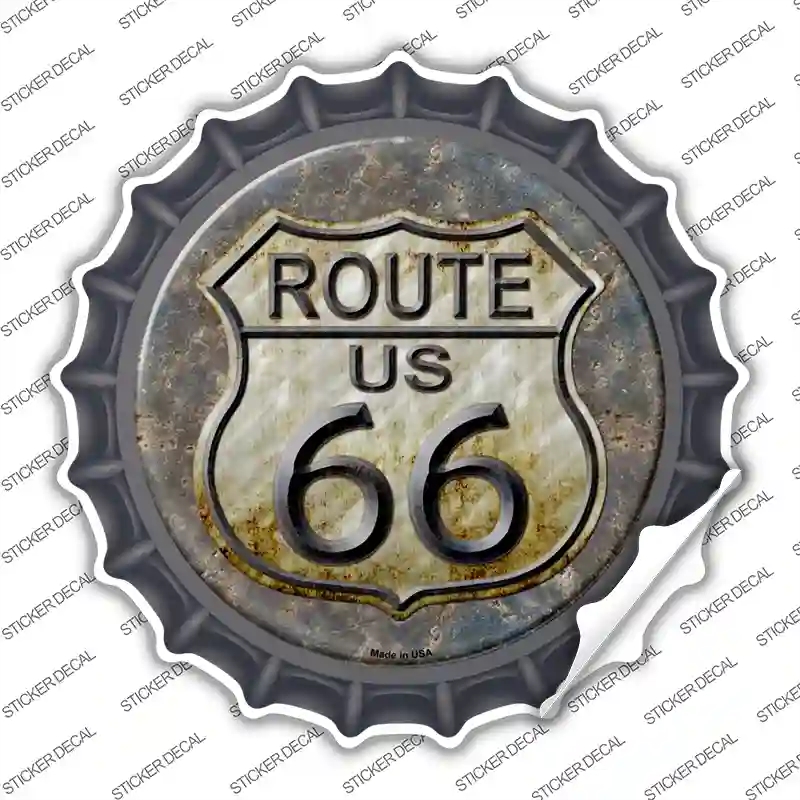 BC-525s-S Rusty Route 66 Novelty Bottle Cap Sticker Decal - Small