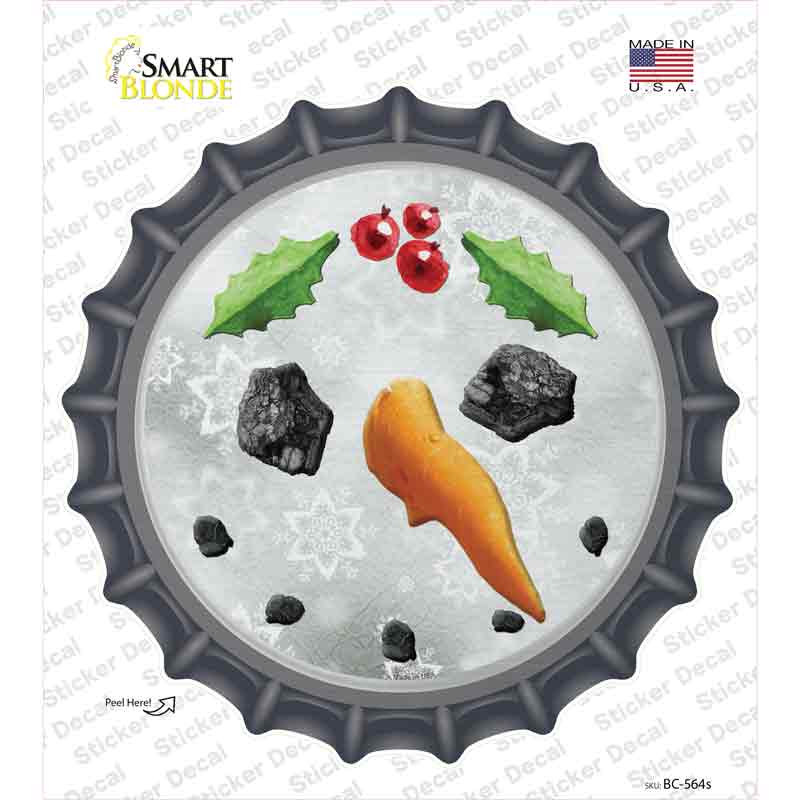 BC-564s-M Snowman Face Novelty Bottle Cap Sticker Decal - Medium