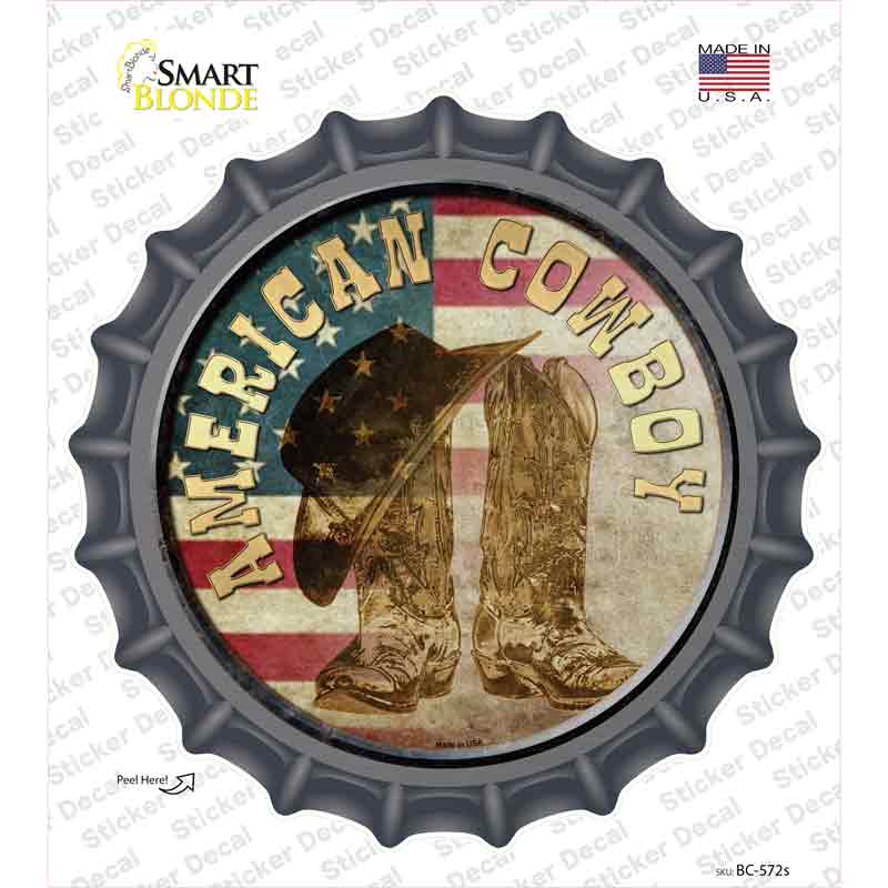 BC-572s-M American Cowboy Novelty Bottle Cap Sticker Decal - Medium