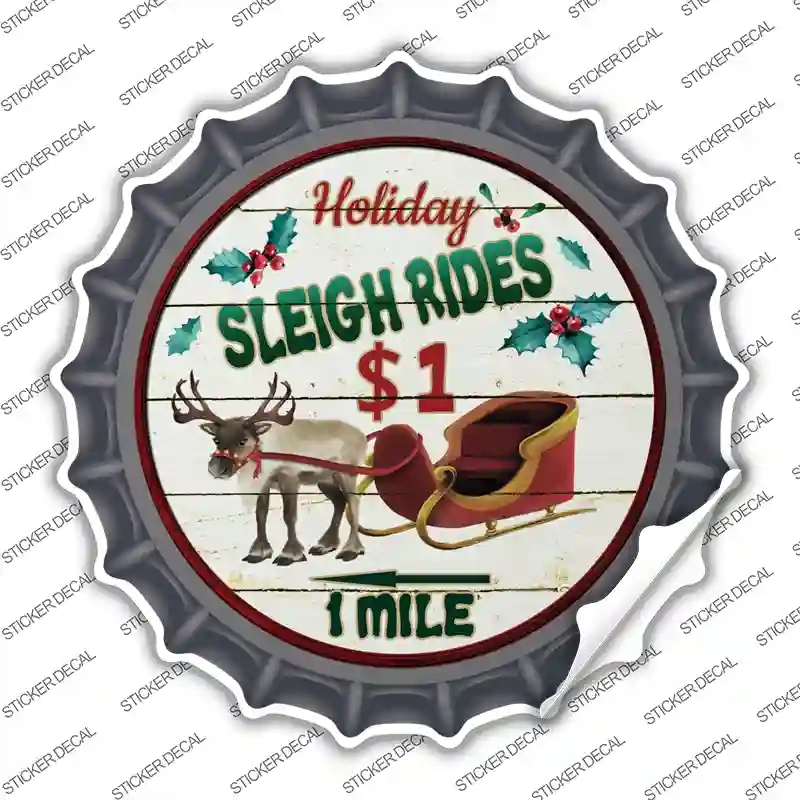 BC-588s-L Sleigh Rides Novelty Bottle Cap Sticker Decal - Large