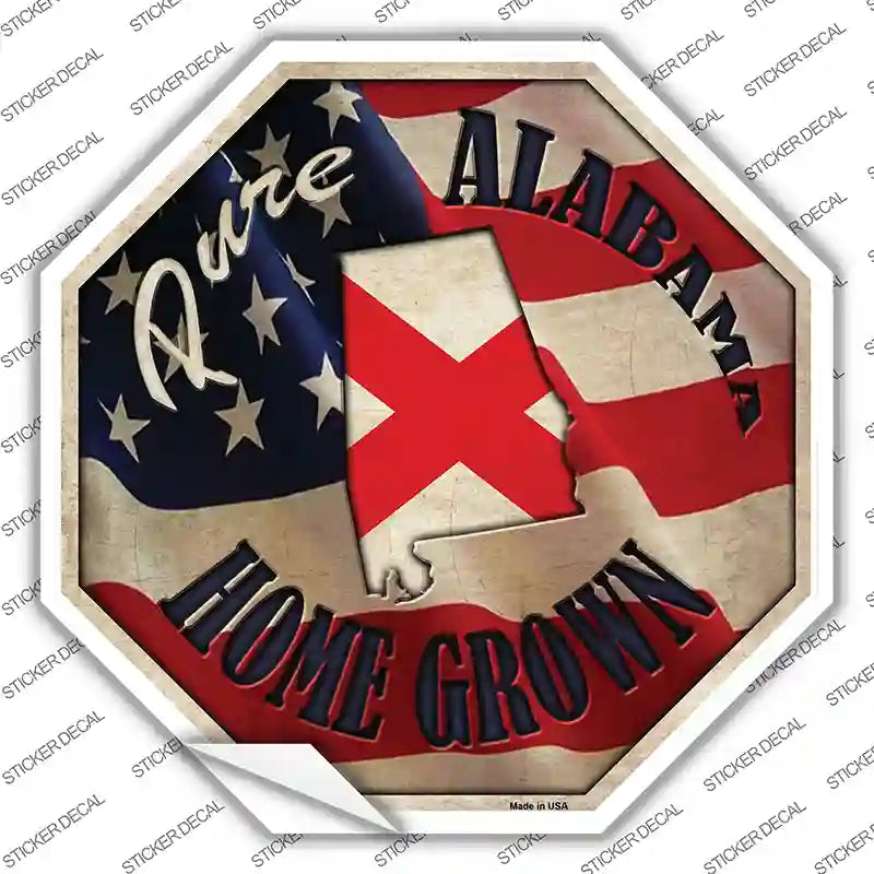 BS-402s-S Alabama Home Grown Novelty Octagon Sticker Decal - Small