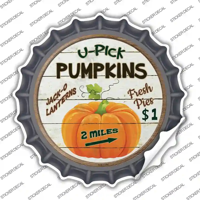 BC-600s-L U Pick Pumpkins Novelty Bottle Cap Sticker Decal - Large