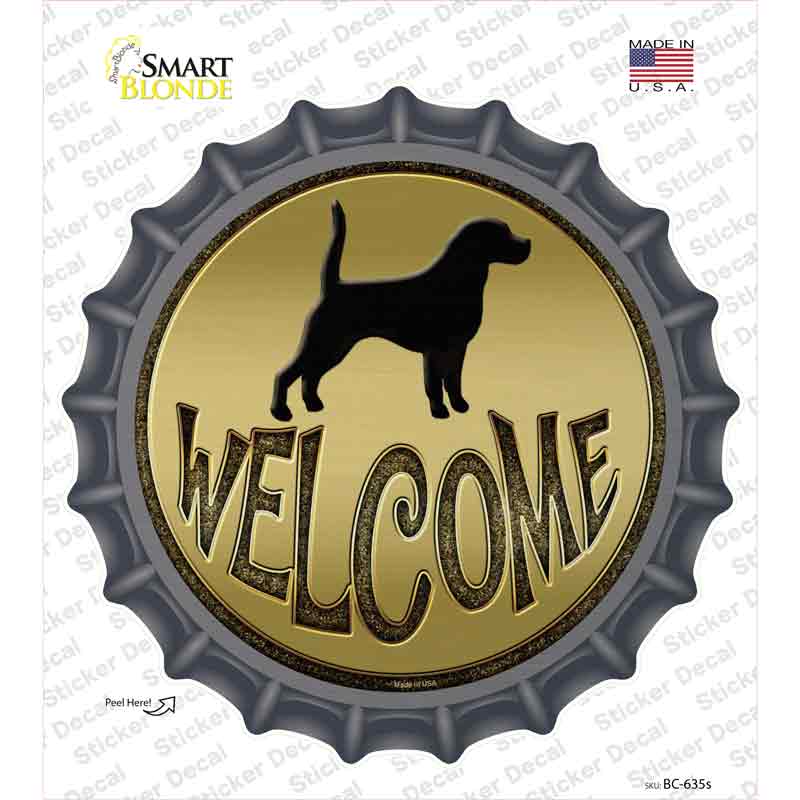 BC-635s-M Welcome with Dogs Novelty Bottle Cap Sticker Decal - Medium