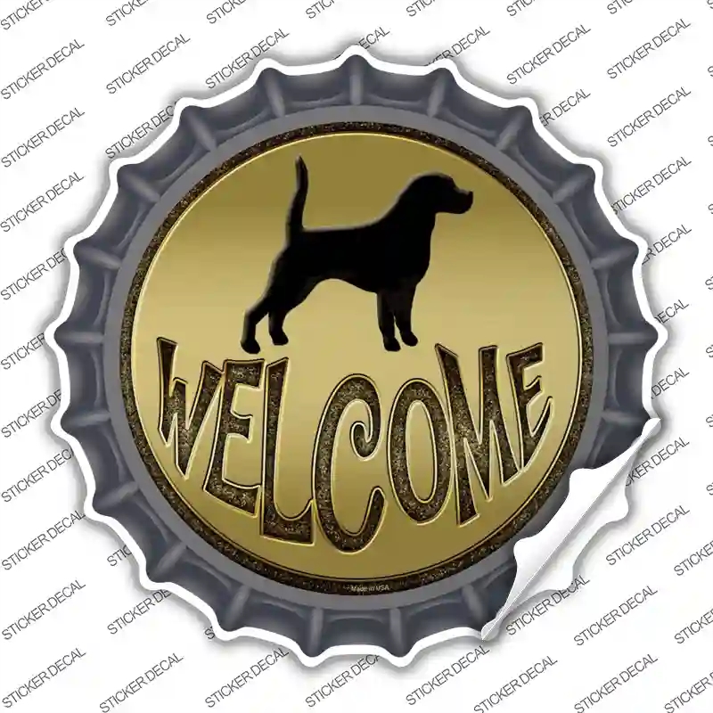 BC-635s-S Welcome with Dogs Novelty Bottle Cap Sticker Decal - Small