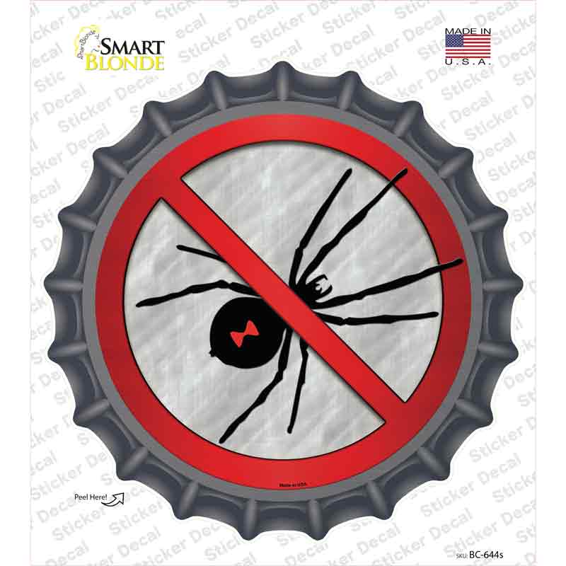 BC-644s-M No Spiders Novelty Bottle Cap Sticker Decal - Medium