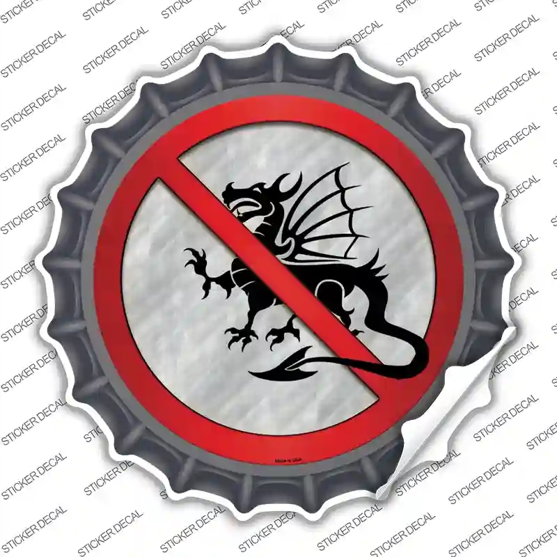 BC-648s-S No Dragons Novelty Bottle Cap Sticker Decal - Small