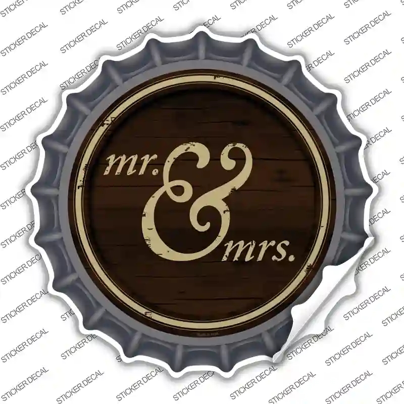 BC-654s-XL Mr & Mrs Novelty Bottle Cap Sticker Decal - Extra Large