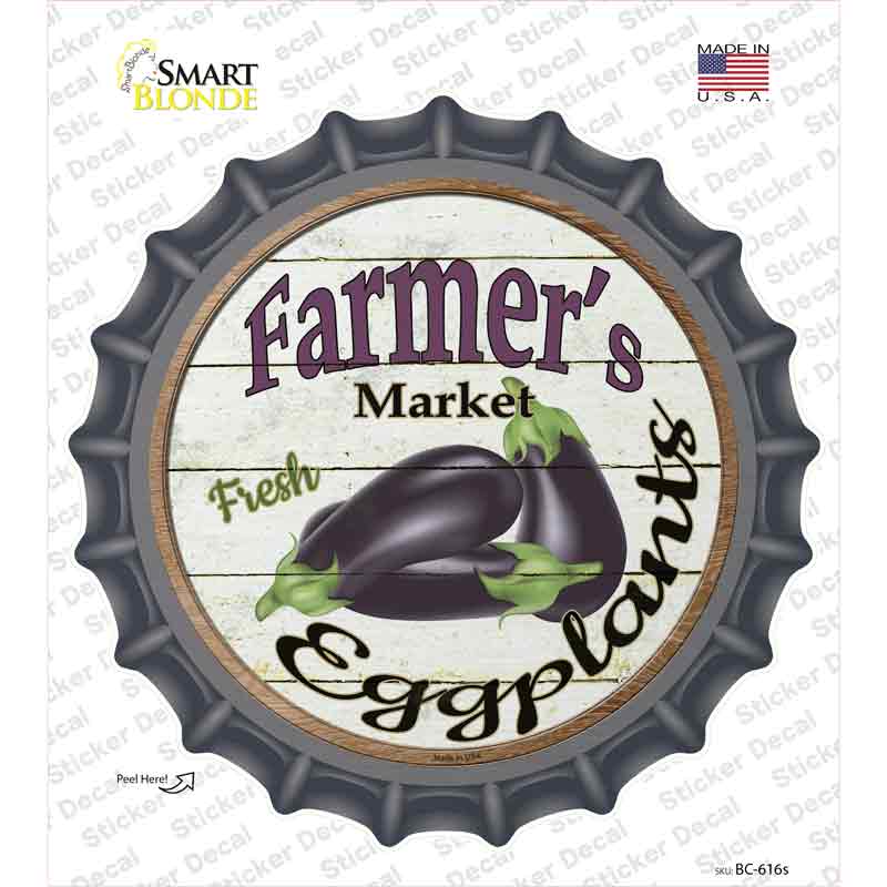 BC-616s-M Farmers Market Eggplants Novelty Bottle Cap Sticker Decal - Medium