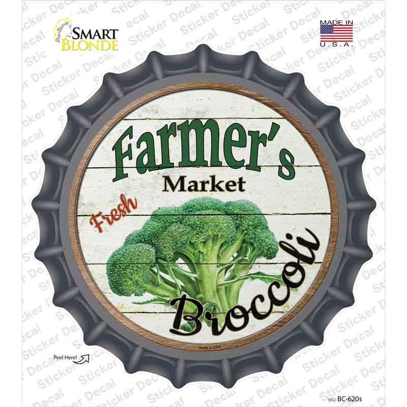 BC-620s-M Farmers Market Broccoli Novelty Bottle Cap Sticker Decal - Medium