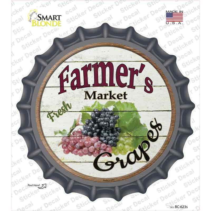 BC-623s-M Farmers Market Grapes Novelty Bottle Cap Sticker Decal - Medium