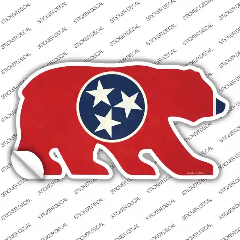 BR-017s-L TN Flag Novelty Bear Sticker Decal - Large