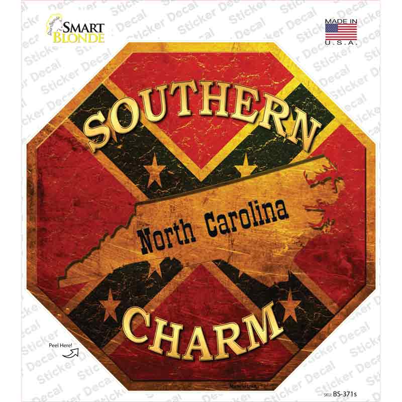 BS-371s-M Southern Charm North Carolina Novelty Octagon Sticker Decal - Medium