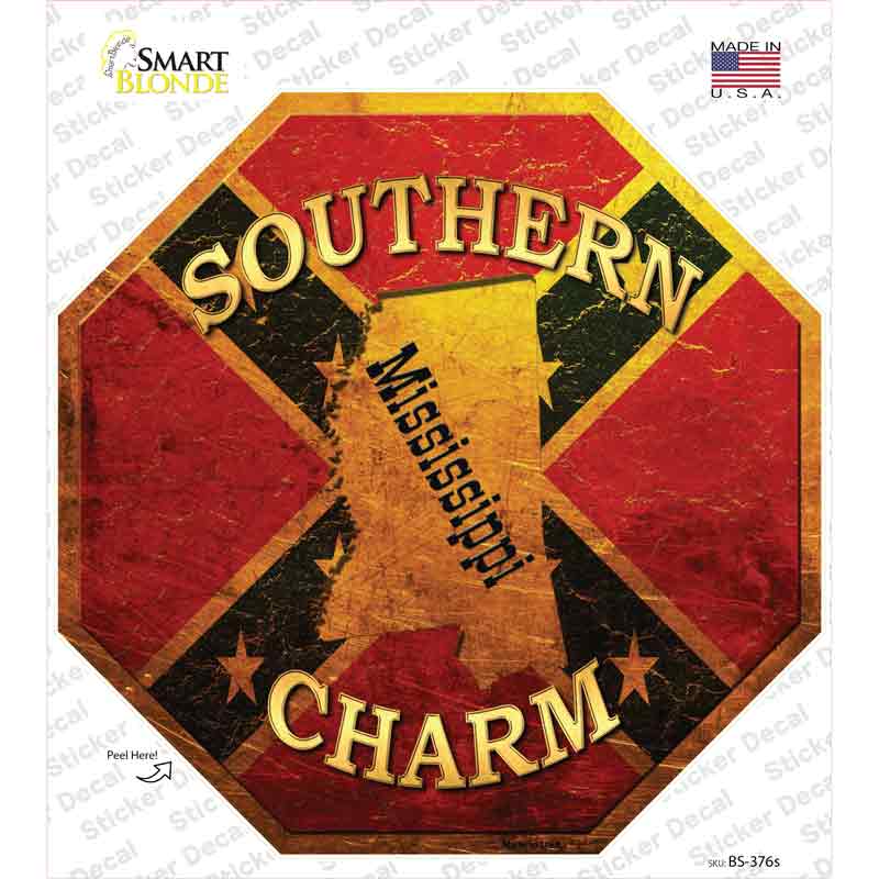 BS-376s-M Southern Charm Mississippi Novelty Octagon Sticker Decal - Medium