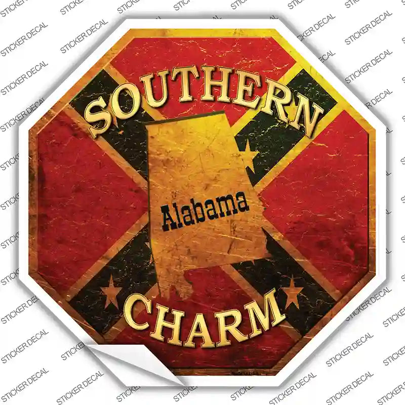 BS-377s-S Southern Charm Alabama Novelty Octagon Sticker Decal - Small