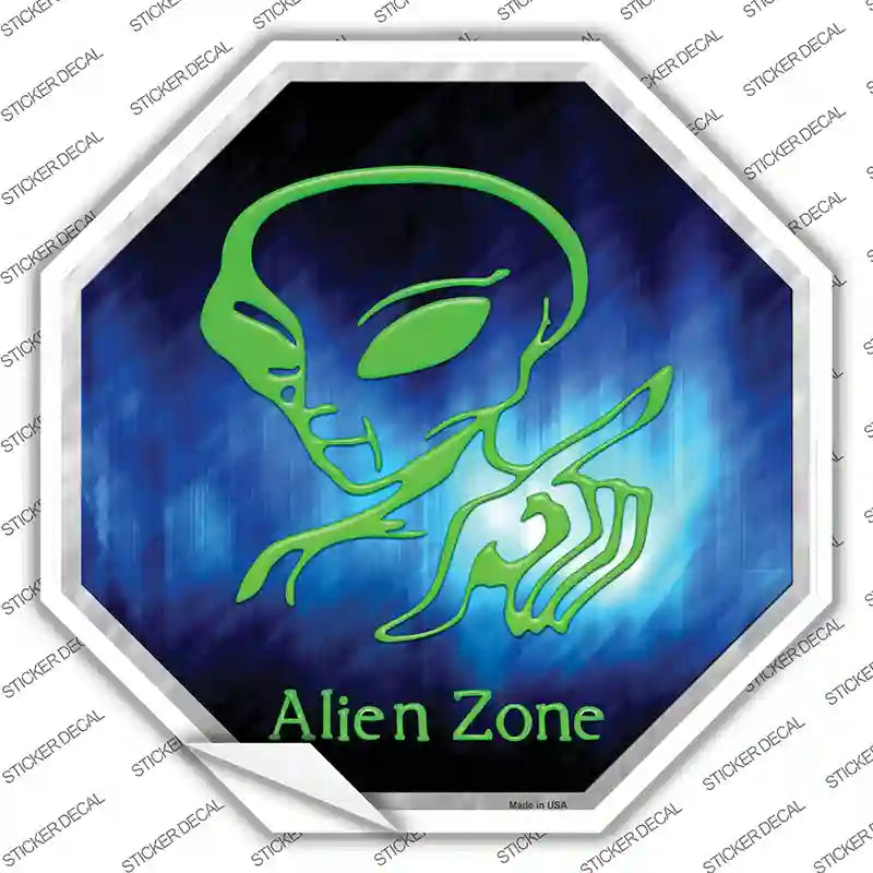 BS-390s-L Alien Zone Novelty Octagon Sticker Decal - Large