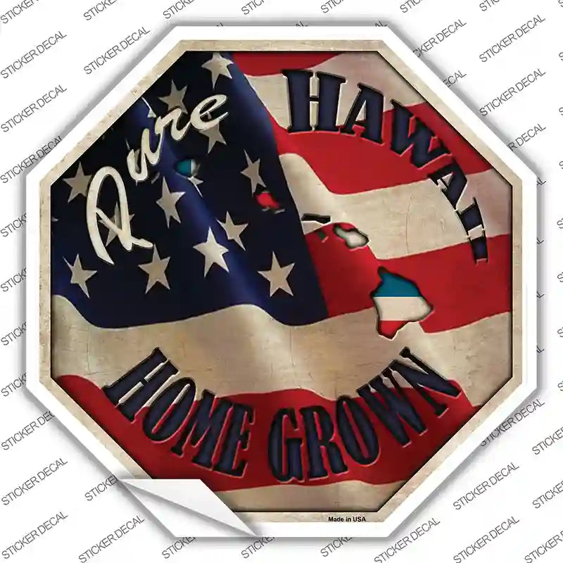 BS-412s-L Hawaii Home Grown Novelty Octagon Sticker Decal - Large