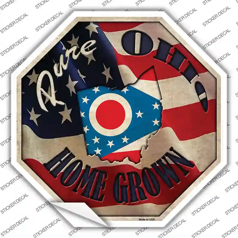 BS-436s-L Ohio Home Grown Novelty Octagon Sticker Decal - Large