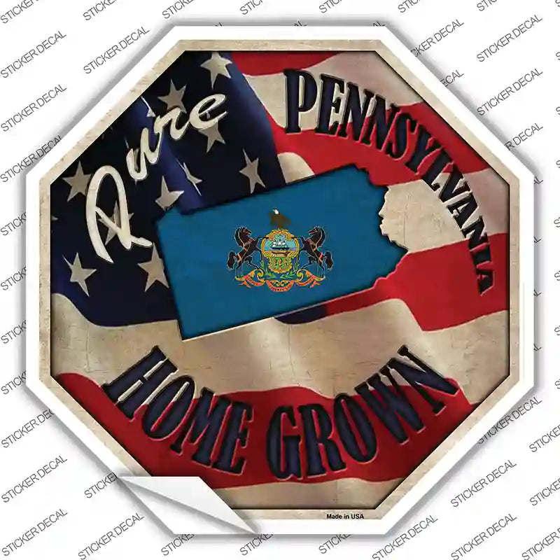 BS-439s-L Pennsylvania Home Grown Novelty Octagon Sticker Decal - Large