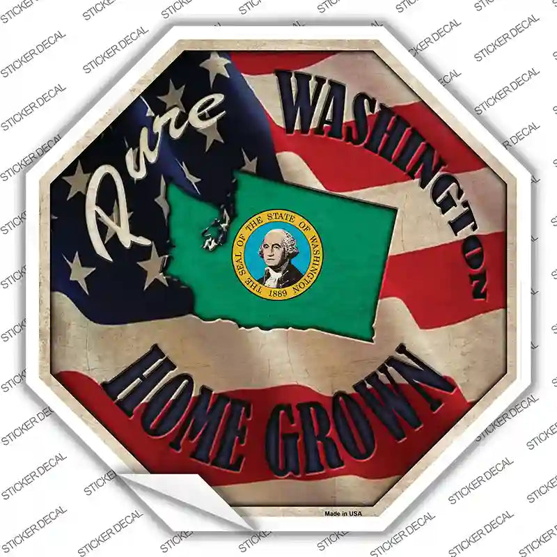BS-448s-XL Washington Home Grown Novelty Octagon Sticker Decal - Extra Large