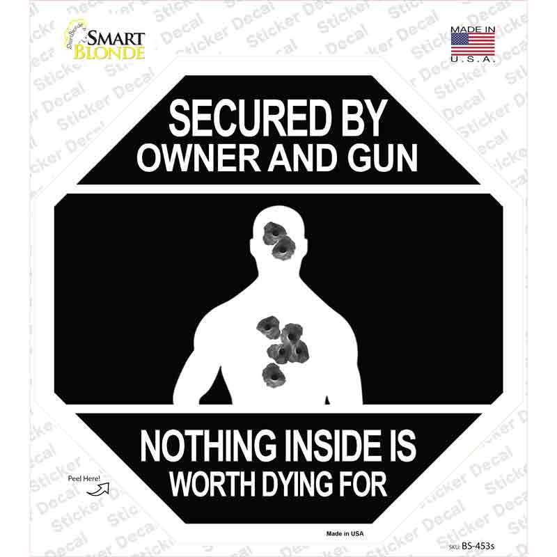 BS-453s-M Secured by Owner Novelty Octagon Sticker Decal - Medium