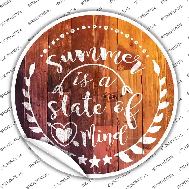 C-1088s-S Summer State of Mind Novelty Circle Sticker Decal - Small
