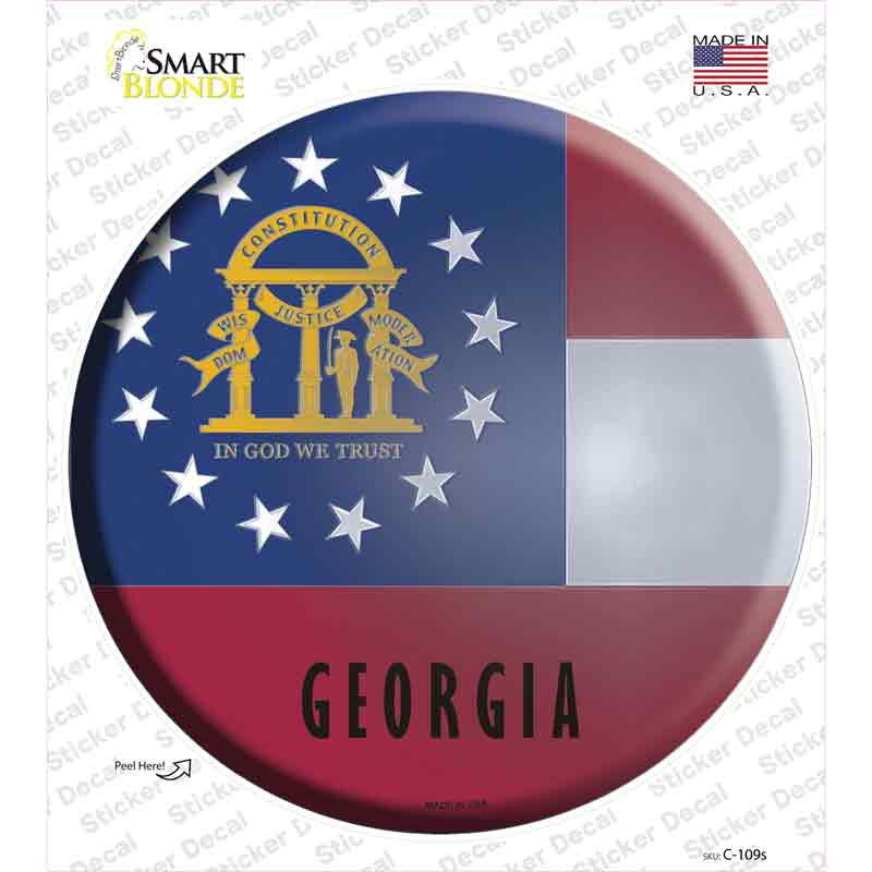 C-109s-M Georgia State Flag Novelty Circle Sticker Decal - Medium