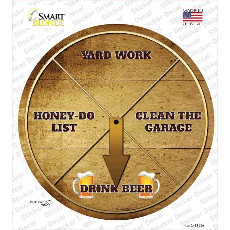 C-1126s-M Drink Beer Novelty Circle Sticker Decal - Medium