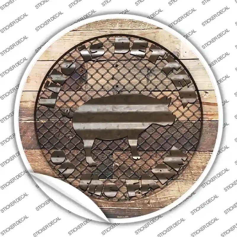 C-1142s-S Better on the Farm Pig Novelty Circle Sticker Decal - Small