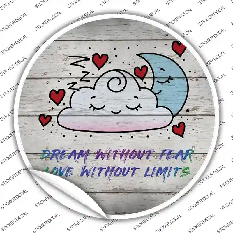 C-1154s-L Dream Without Fear Novelty Circle Sticker Decal - Large