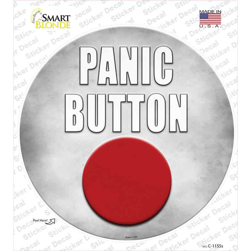 C-1155s-M Panic Button Novelty Circle Sticker Decal - Medium