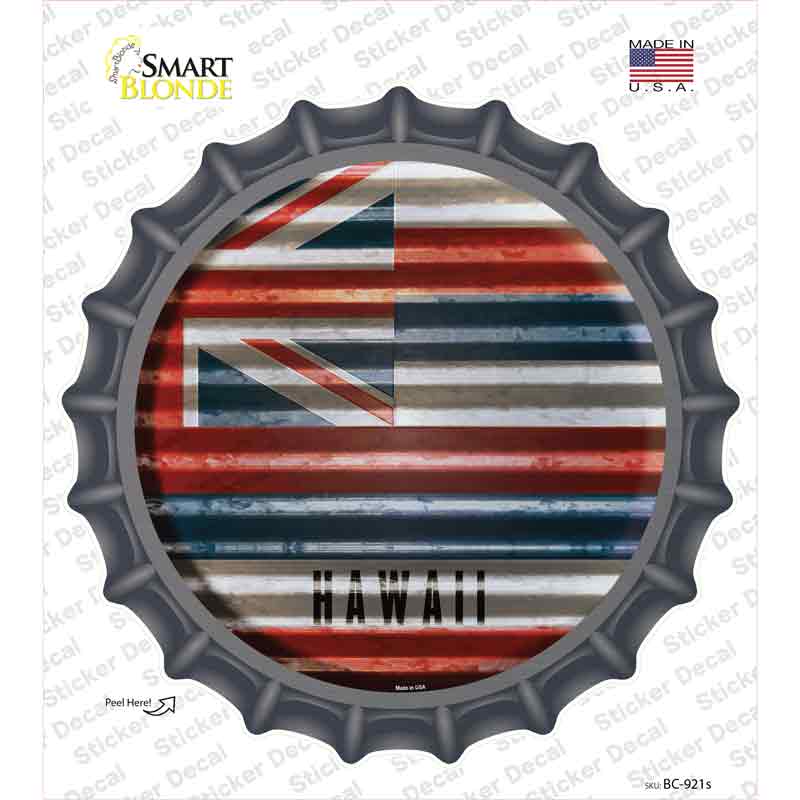 BC-921s-M Hawaii Flag Corrugated Novelty Bottle Cap Sticker Decal - Medium