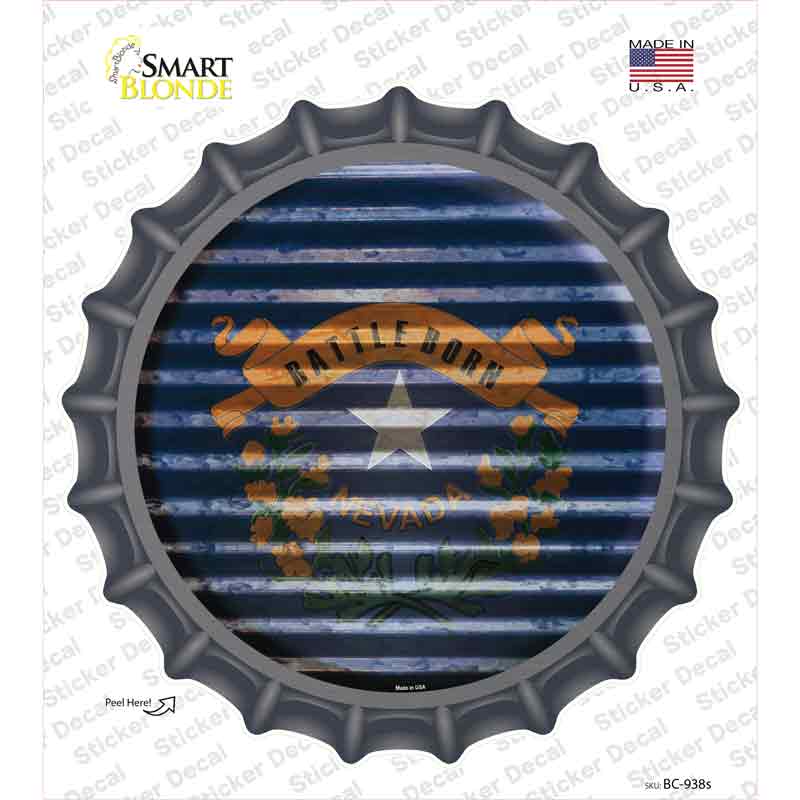 BC-938s-M Nevada Flag Corrugated Novelty Bottle Cap Sticker Decal - Medium