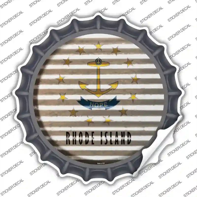 BC-949s-S Rhode Island Flag Corrugated Novelty Bottle Cap Sticker Decal - Small