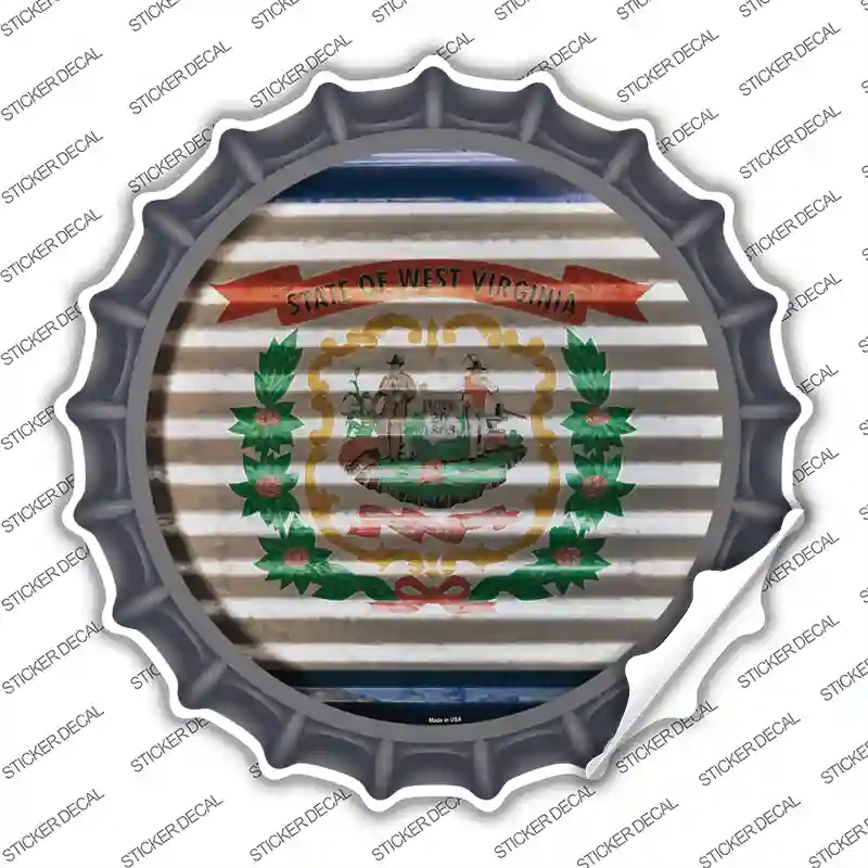 BC-958s-S West Virginia Flag Corrugated Novelty Bottle Cap Sticker Decal - Small