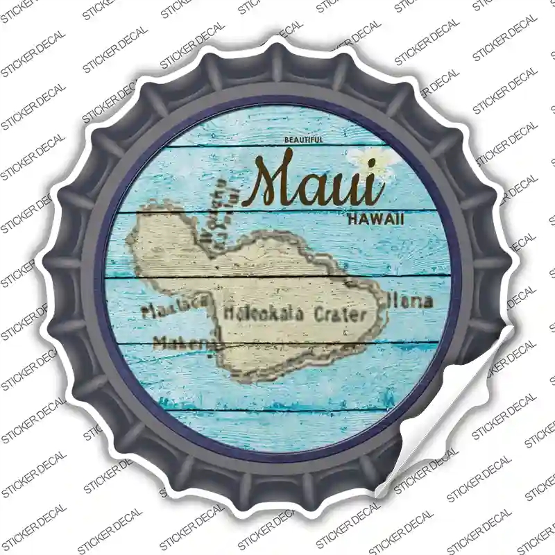 BC-819s-L Maui Hawaii Map Novelty Bottle Cap Sticker Decal - Large