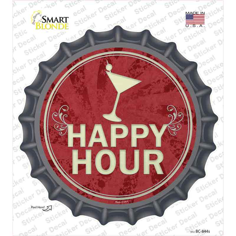 BC-844s-M Happy Hour Novelty Bottle Cap Sticker Decal - Medium