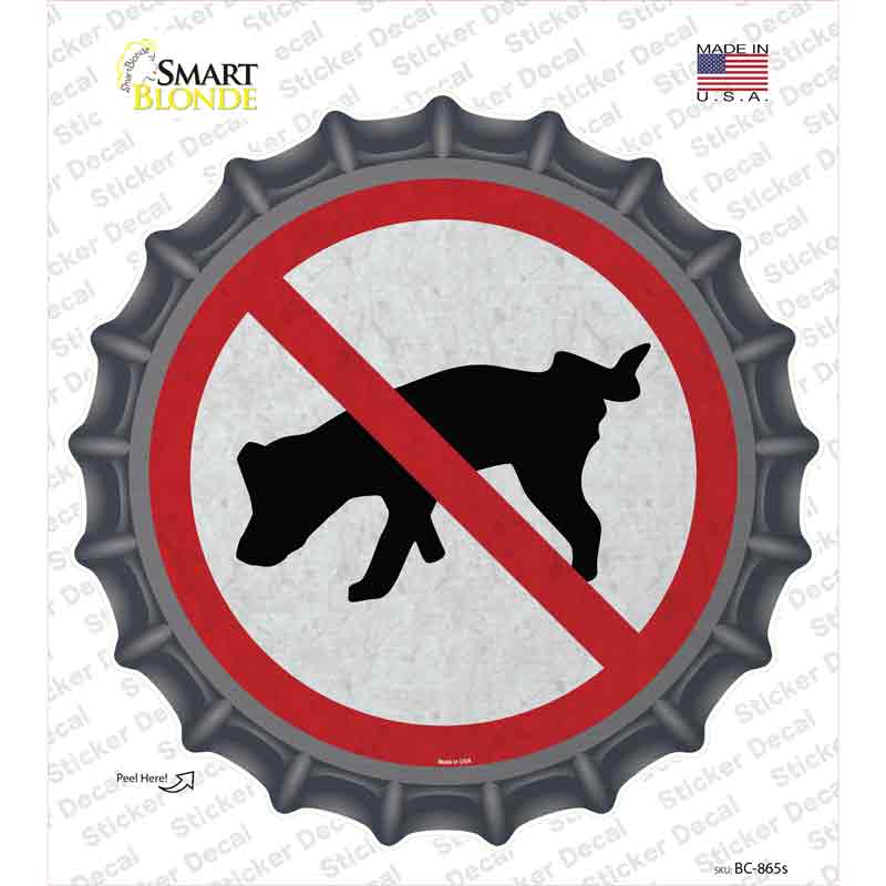BC-865s-M No Dog Pee Novelty Bottle Cap Sticker Decal - Medium