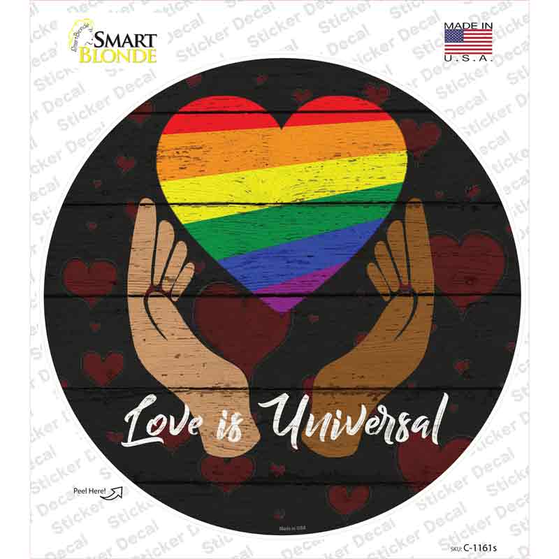 C-1161s-M Love is Universal Novelty Circle Sticker Decal - Medium