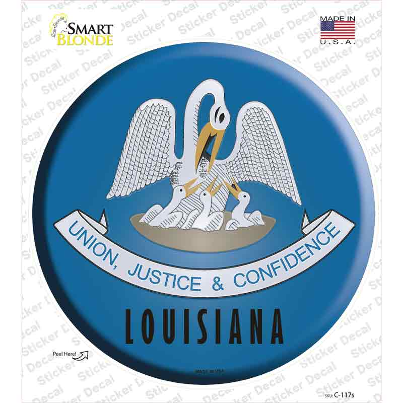 C-117s-M Louisiana State Flag Novelty Circle Sticker Decal - Medium