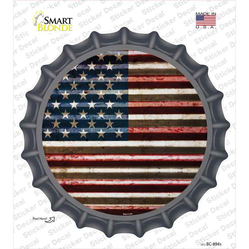 BC-894s-M American Flag Novelty Bottle Cap Sticker Decal - Medium