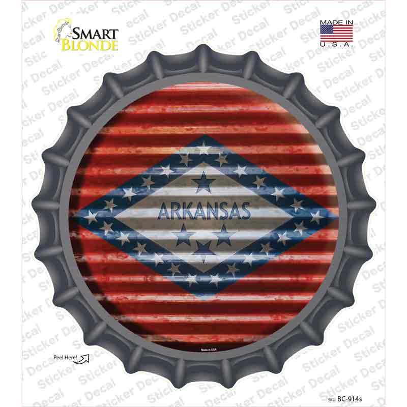 BC-914s-M Arkansas Flag Corrugated Novelty Bottle Cap Sticker Decal - Medium